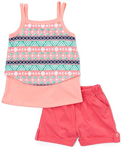 Image of ToBeInStyle Girl's Two Piece Summer Set Cute Tee Top and Matching Shorts Adorable Outfit