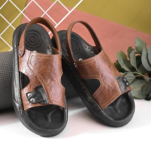 Image of Centrino Men's Sling Sandals | Stylish Strap Sandal with Grip Insole | Platform Comfort Sandal with Accent Pouch & Adjustable Strap| Comfortable Casual Footwear for Office, Travel & Walking (9578)