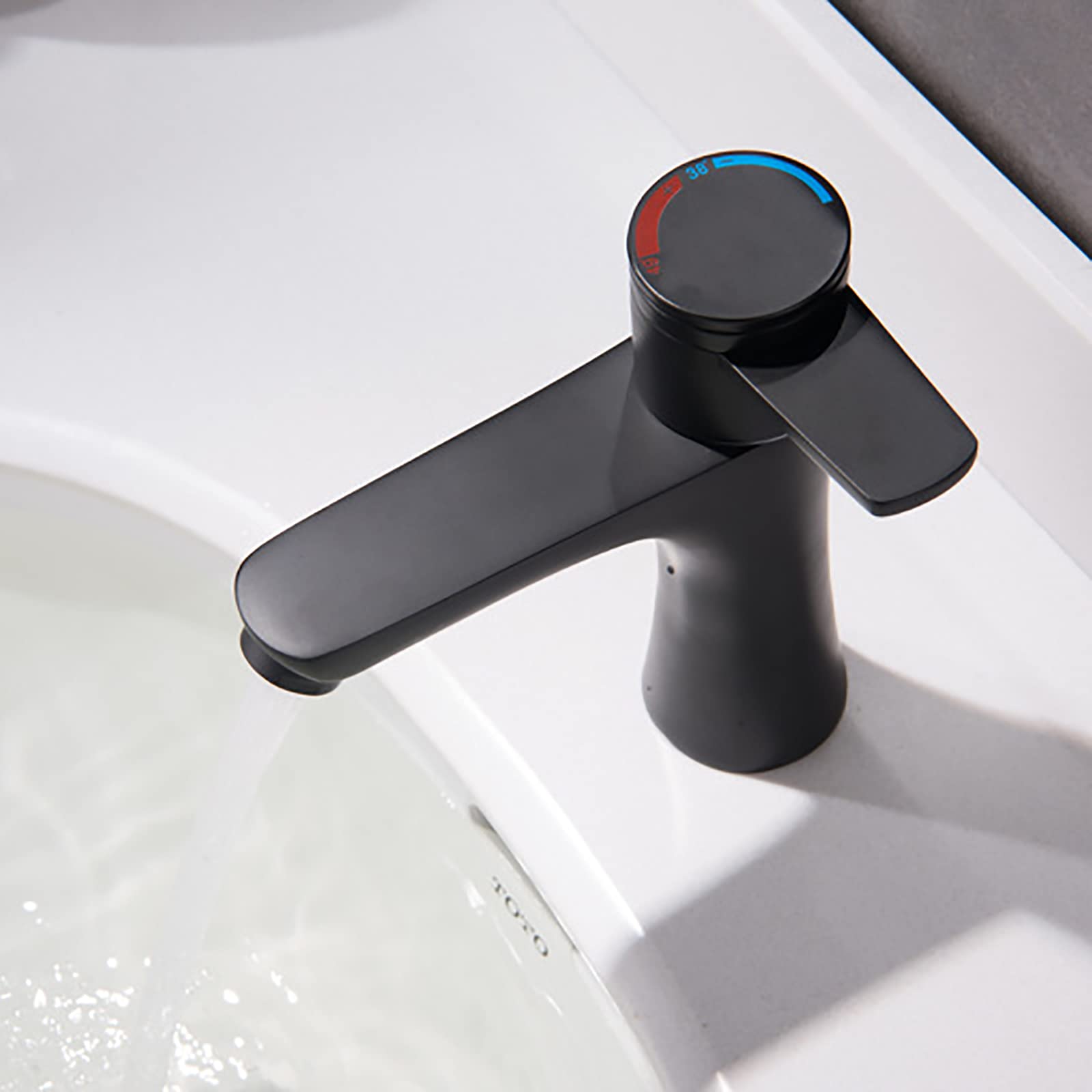 Grifo de baño Grifo de Lavabo de baño de latón Grifo Mezclador de Lavabo de una manija Grifo de Lavabo de un Solo Orificio Grifo de Lavabo montado en la Cubierta con Agua fría y Caliente, ne