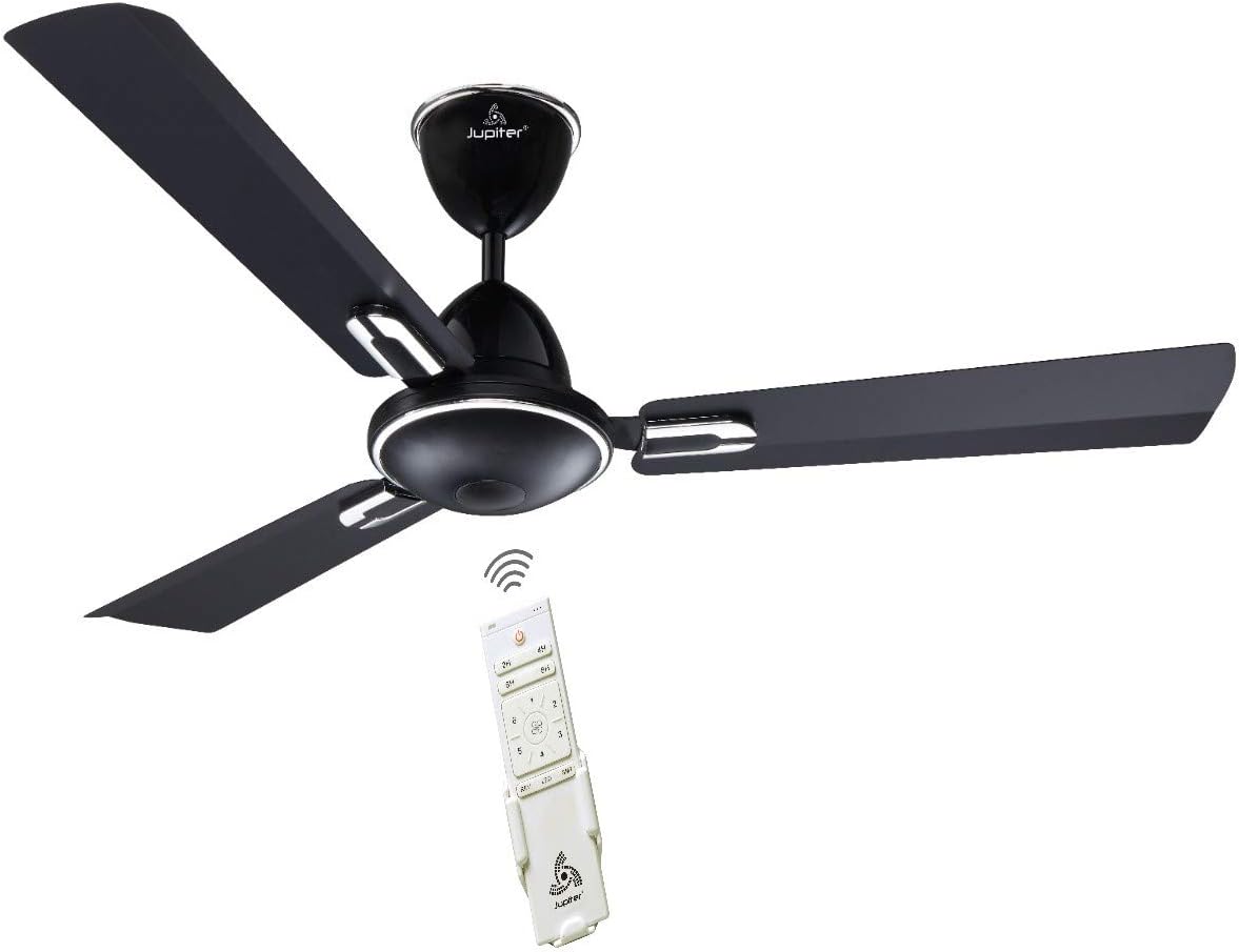 Jupiter Tricopter 3 Blades BLDC Motor 1200 mm | Energy Efficient 5 Star Energy Saver | High Speed Decorative Ceiling Fan Remote Controlled | Black & Silver Deco