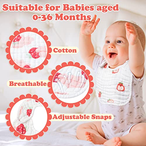 Zainpe 6Pcs Snap Muslin Cotton Baby Bibs Fruit Pattern & 6Pcs Star Cat Rabbit Pattern Adjustable Feeding Bib Unisex Burp Cloths with 6 Absorbent & Soft Layers for Infant Toddler Newborn Eating Droolin4