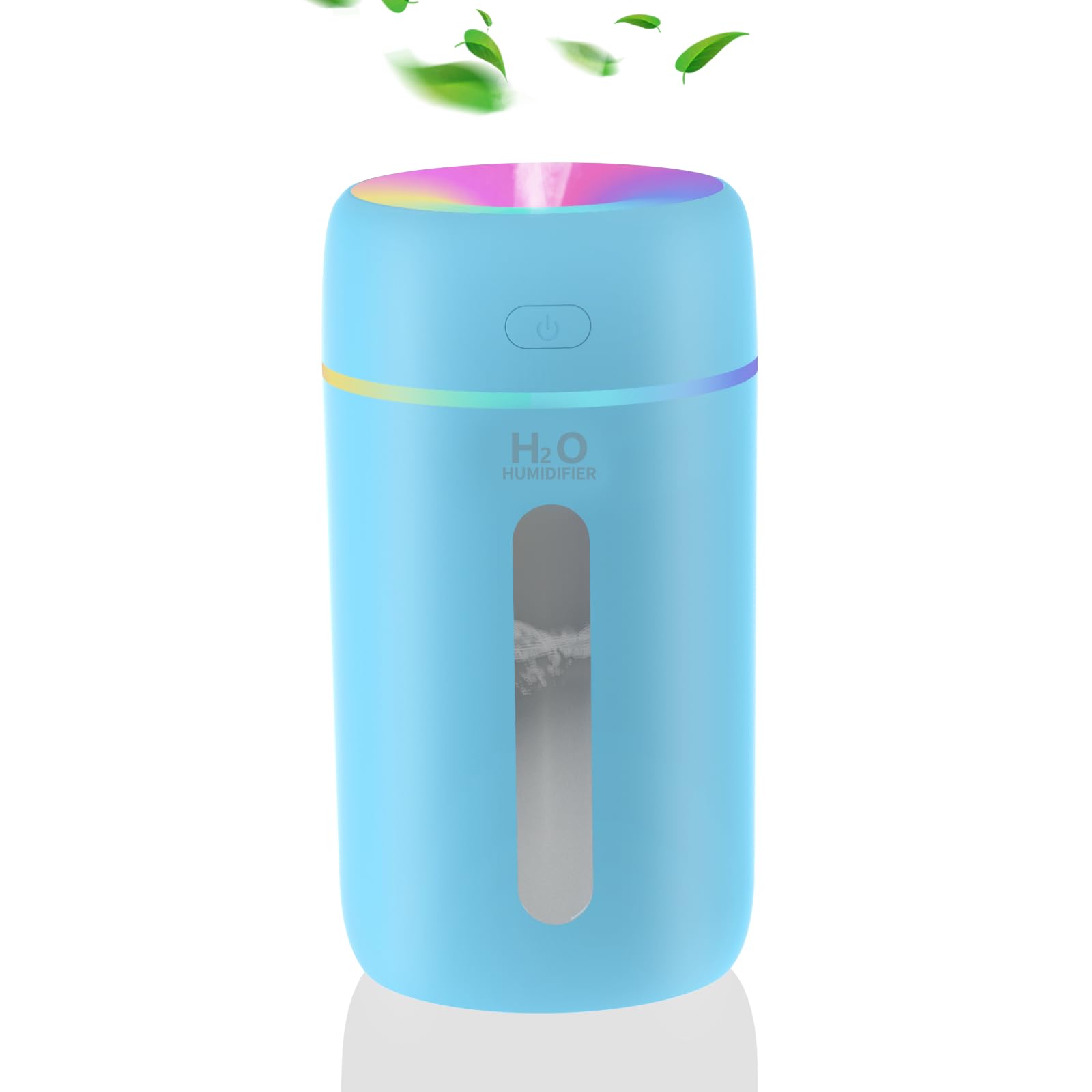 Kissleaf 250 ml Mini humidificador para dormitorio/habitación de niños/plantas, luz de 7 colores 6h larga duración, 28 dB humidificador de aire silencioso humidificador(azul)