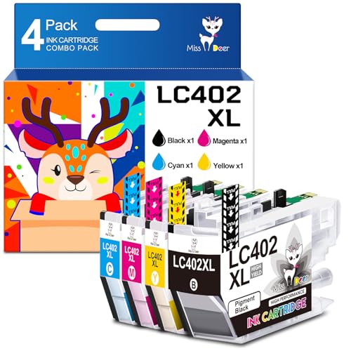 Image of Miss Deer LC402XL Ink Cartridges for Brother LC402XL LC402 Ink High Yield New Vesion, Work for Brother MFC-J5340DW MFC-J6540DW MFC-J6940DW Printer (Black,Cyan,Magenta,Yellow) 4 Pack
