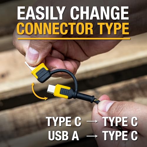 DEWALT Heavy Duty 2in1 Charging Cable, USB C to USBC w/Adapter USB, 60W PD Fast Charging & Data Sync, TypeC Charger Cables for Multiple Devices for iPhone 17/16/15 Pro Max MacBook iPad Samsung Galaxy