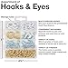 Premium Quality Handy Hook and Eyes Assortment Kit, Includes Cup Hooks, Eyes, Vinyl Hooks, Screw-in Hooks and More