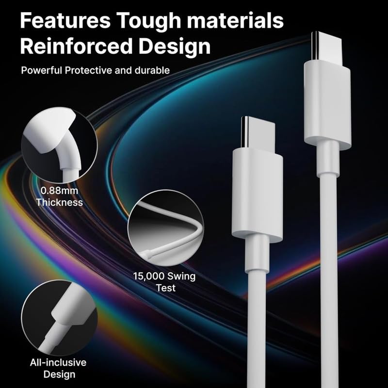 Image of 30w Quick-Charge USB-C Adapter with Type-C to Type-C Cable Compatible with Google Pixel 10, 9 Pro XL, 9 Pro Fold, 9 Series, Pixel 8 Series & More Devices - JN WH