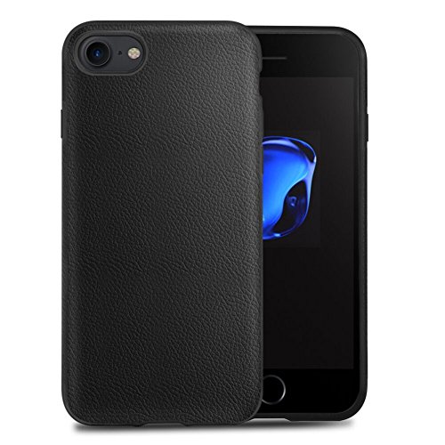 O-CONN Case Compatible iPhone 7/8, Skin-Friendly PU Case (Man-Made Leather) Shockproof of Heavy Duty Full Protective, No Fingerprints and Easy Clean-Black(Vintage Pattern)