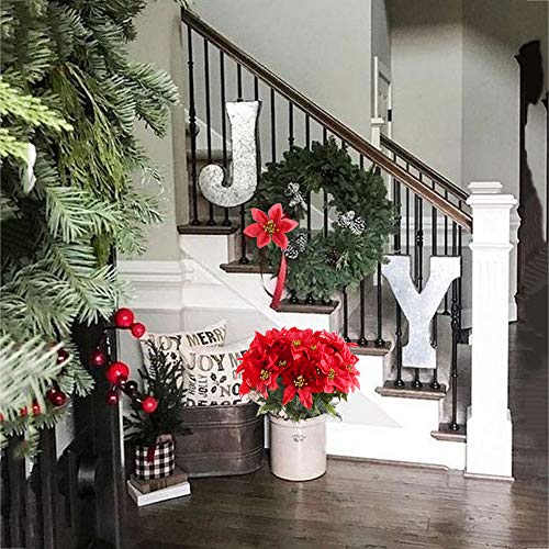 image for NAHUAA Nahuaa 6PCS Christmas Artificial Flowers Silk Poinsettia Bouque