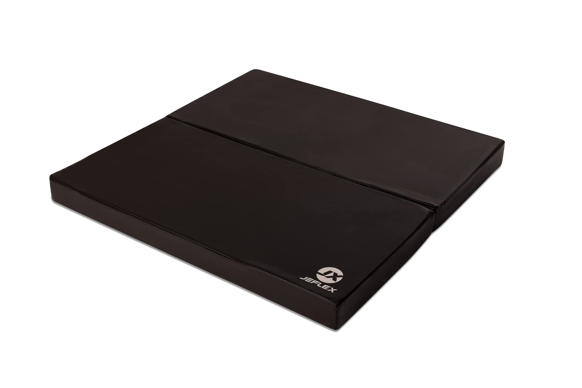 Jeflex - schwarze klappbare Weichbodenmatte & Turnmatte 100 x 100 x 8 cm MADE IN GERMANY/faltbare Gymnastikmatte/platzsparende Fitnessmatte & faltbare Yogamatte/dicke Sportmatte für Kinderzimmer