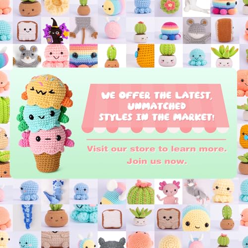 Image of Crochetta Crochet Kit for Beginners, Crochet Starter Kit w Step-by-Step Video Tutorials, Beginner Crochet Kit for Adults Kids Women Men Complete Kit Included (Ice Cream Axolotls)