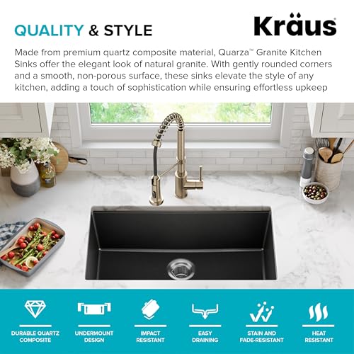 KRAUS Black Onyx 31 in Undermount Granite Kitchen Sink KGU-413B - image 2