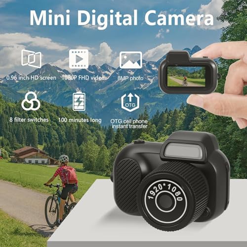 Image of BIGASUO Mini Digital 128 GB Camera, Spot Shooting, Compact, Small, LCD Display, Card, Monorreflexes, Portable Video Recorder, Operation, Keychain, Memory, Photography, Vlogging (1496) (Black, B05)