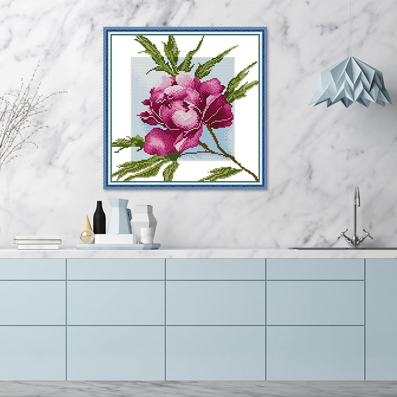 CROSSDECOR Cross Stitch Kits for Adults Beginners Full Range of Cross-Stitch Kits Stamped Embroidery Set Flower Patterns Arts Craft Kits for Home Wall Decor