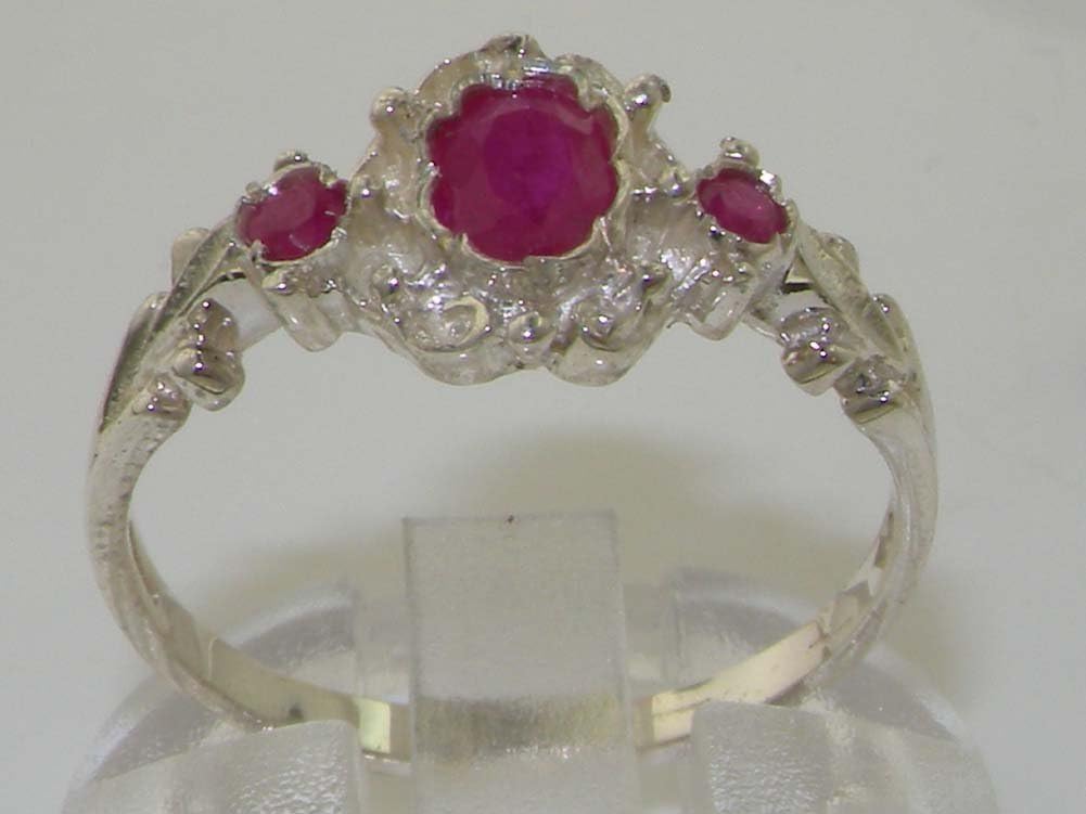 LetsBuyGold 925 Sterling Silver Real Genuine Ruby Womens Band Ring - Size 7