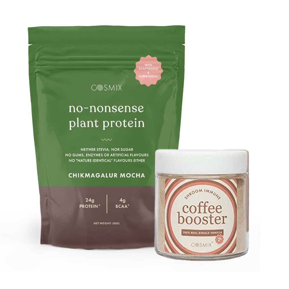 Cosmix No Nonsense Plant Protein + Shroom Immune Coffee Booster Vanilla| Plant Protein- Organic Brown Rice&Pea Isolate|Coffee Booster -Reshi,Chaga&Sliver Ear|Immunity Boosting&Prevent Caffeine Crash (B0C5DSRMLZ) Amazon Price History, Amazon Price Tracker