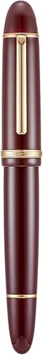 Jinhao X159 - Pluma estilográfica color rojo vino # 8, punta fina con borde dorado, instrumento de escritura suave con convertidor