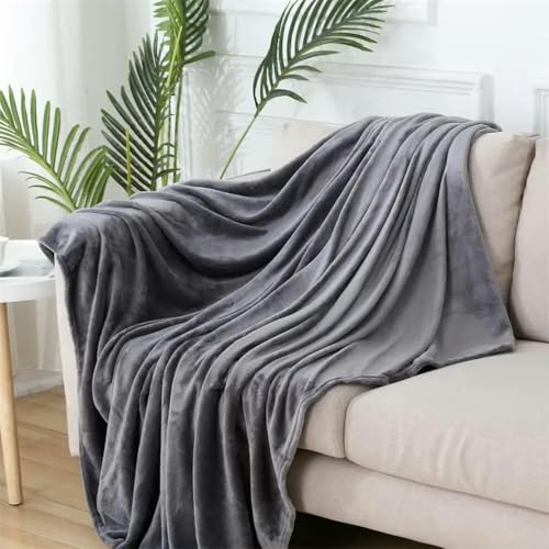 Optxzn 1 Manta Polar de Coral, Manta Gris Sencilla, Suave y cálida, Manta para la Siesta, para sofá, Cama, Camping, Viaje, Oficina, Mascota y Perro