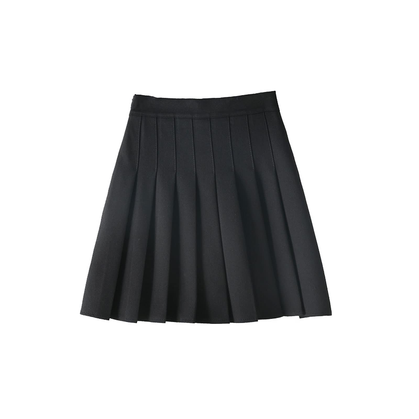 Falda plisada de cintura alta para mujer, estilo casual, a cuadros, color negro, para uniforme escolar
