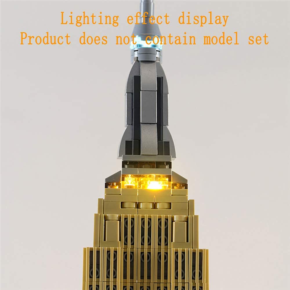 GEAMENT Set di Luci LED per Empire State Building (Gratte Ciel Historique) – Kit Di Illuminazione Compatibile Con LEGO Architecture 21046 (Modello di mattoncini non incluso)