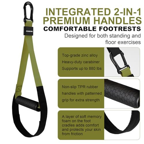 Home Resistance Training Kit | Full-Body Workout with Suspension Trainer Straps, Door Anchor, Handles, and Carrying Bag | Complete Home Gym Equipment (Army Green)