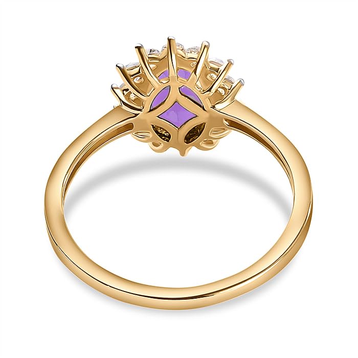 Image of Princess Diana Inspired Halo Birthstone Ring for Women Girls | Pure 925 Sterling Silver with AAA+ Natural Gemstone | 18K Gold-Plated | Best Gift for Birthday, Anniversary, or Valentine�s Day