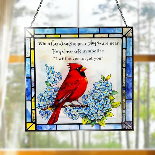 Cardinal Stained Glass Suncatchers for Windows Hanging Sun Catchers Indoor Window Cardinal Gifts in Memory of Loved One Gifts