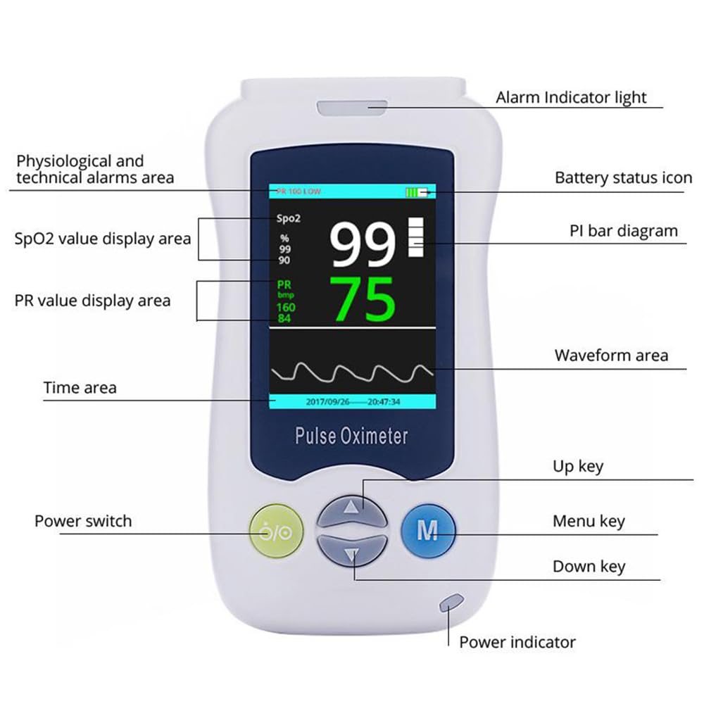 Pulsossimetro Veterinario, Ossimetro Veterinario Portatile, Monitoraggio SpO2 E Frequenza Cardiaca, Con Sensore Orecchio / Lingua E Sonda Di Temperatura, Display Da 2,4 Pollici, Per Gatti, Cani