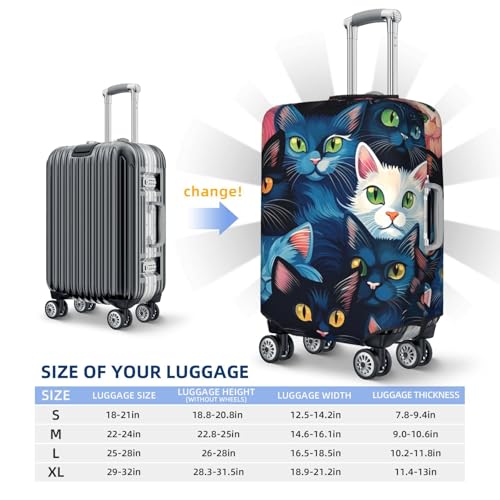 Colorful Cat Print Travel Luggage Cover for Suitcase Anti-Scratch Fashion Suitcase Protector Washable Elastic Baggage Covers Fits 18-21 Inch Luggage for Travel Beach Holiday3