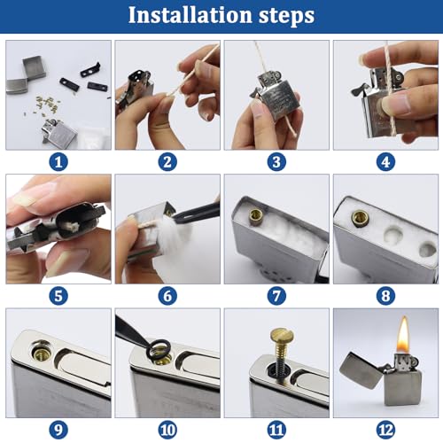 Kit de réparation pour Briquet à Essence avec Mèches et Pierres