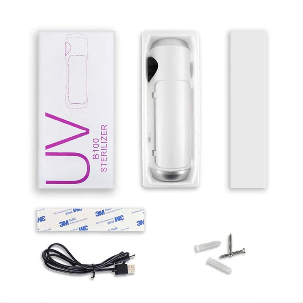 TJH Esterilizador con Soporte de Cepillo de Dientes UV, Rack de Secado de Cepillo de Dientes montado en la Pared, Caja de desinfección portátil para Cepillo de Dientes - Instalación sin Perforaciones