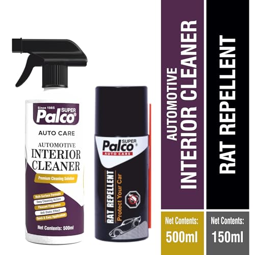 Image of PALCO Combo Auto Care 2 Products | Car Interior Cleaner Spray (500ml) with Rat Repellent Spray 150ml | Deep Cleaning, Eco-Friendly Rat Protection | Car Dashboard and Seat Cleaner Care Accessories