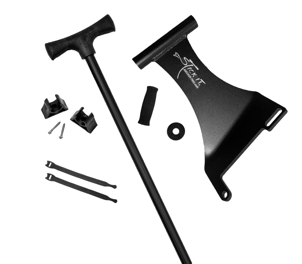 Stick It Anchor Pin for shallow water-Black Left/Port Side Motor Mount System with 8 ' Black Pin