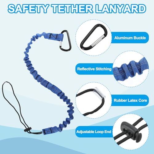 Image of MECCANIXITY Retractable Tool Lanyard 3ft with Single Aluminum Buckle and Adjustable Loop End, Maximum Weight Limit 10KG / 22lb, Safety Fall Protection Tools Leash, Blue