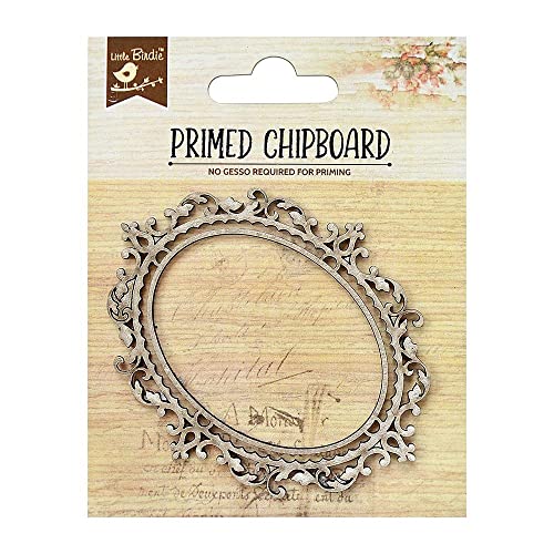 Little Birdie Laser Cut Primed Chipboard 1/Pkg-Oval Frame