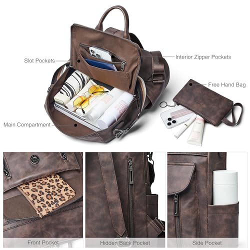 Image of Shrrie Backpack Purse for Women Fashion Leather Backpack Purse Designer Travel Backpack Convertible Shoulder Bag with Wristlet