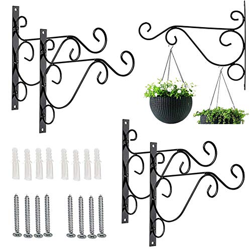 Cabina Home Soporte de Cesta Colgante de Canasta para Colgar en la Pared, 4 Piezas Soporte de Canasta para Colgar de Hierro Ganchos de Metal para Colgar con Tornillos, para decoración de jardinería
