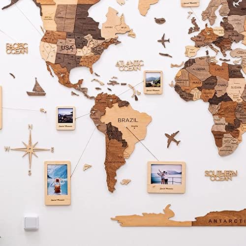 ENJOY THE WOOD 3D Wood World Map Wall Art Large Wood Wall Décor Housewarming Gift Idea Wood Wall Art World Travel Map For Home & Kitchen or Office (X-Large, Multicolored)