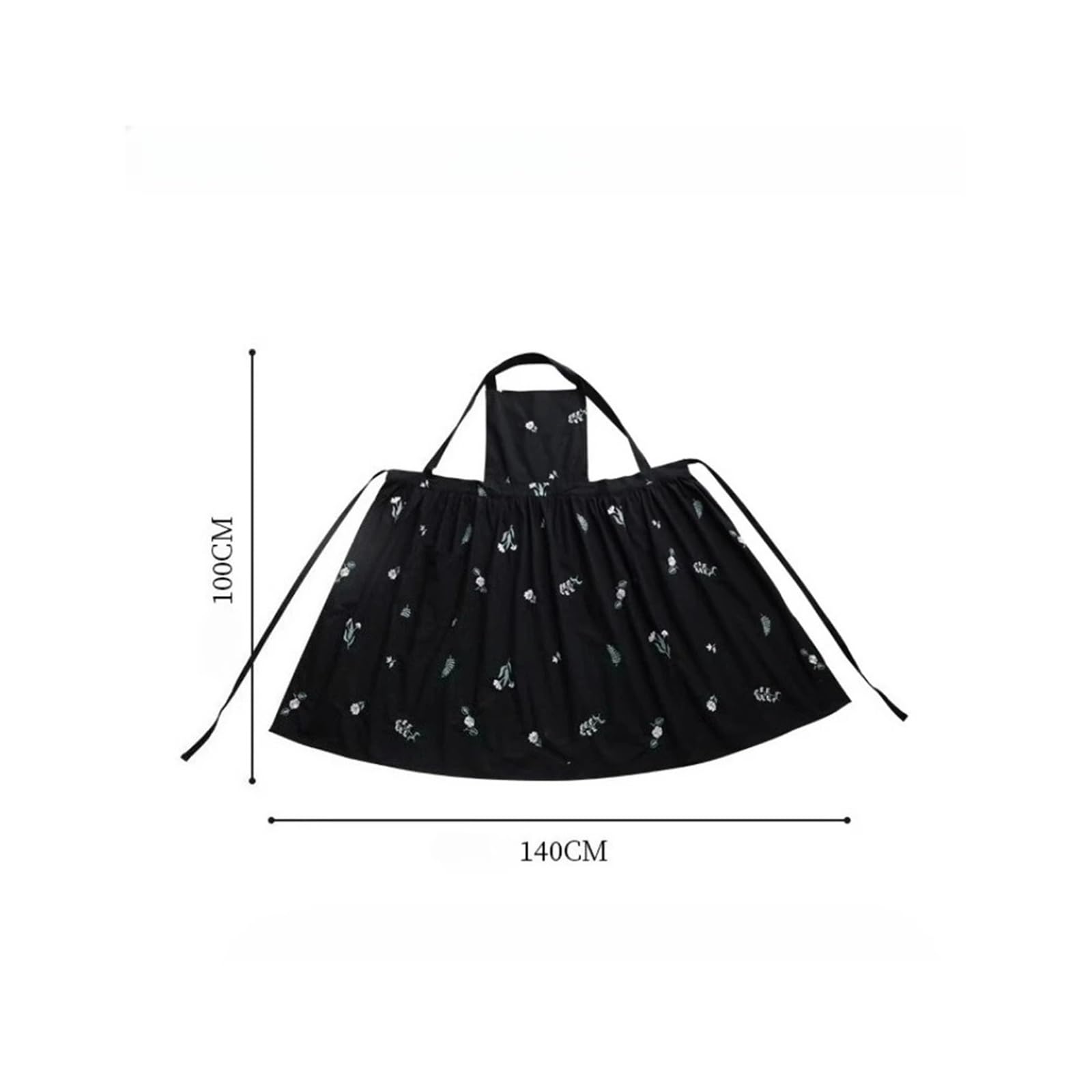 Tela Grembiuli Grembiule da donna in cotone idrorepellente con ricamo for cucina, giardino, incrocio sul retro, scamiciato lungo a pieghe, for cucinare
