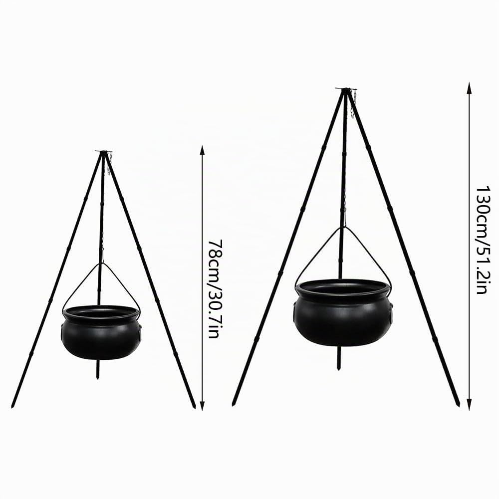 Grand chaudron de sorcière sur trépied de 130 cm avec lumières, décoration de bol en plastique noir, décoration de seau à bonbons pour intérieur ou extérieur, maison, porche, cour, pelouse, fête