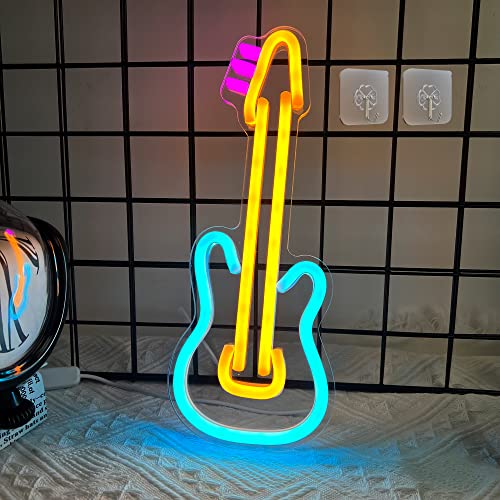 Attivolife Guitar Neon Sign, LED Acrylic Neon Lamp with USB for Music Lover, Bedroom Art Wall Music Studio Bar Decor, Best Birthday Christmas, Wedding, Party Gift, 11.9