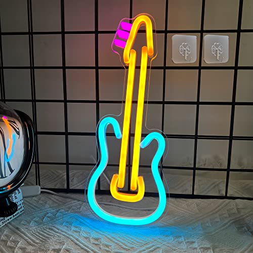 Attivolife Neonschild in Gitarrenform, Beste LED-Neonlampe aus Acryl mit USB für Kunstwand im Schlafzimmer Musikstudio Weihnachten Hochzeit Party Gitarrenliebhaber Heimdekorationsgeschenke