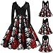Dasongff Halloween Robes Femmes Longue Manche Halloween Robes Citrouille Squelette Cocktail Balançoire Robe Imprimé Cosplay Fête Costume Col V Robe Pas Cher Automne
