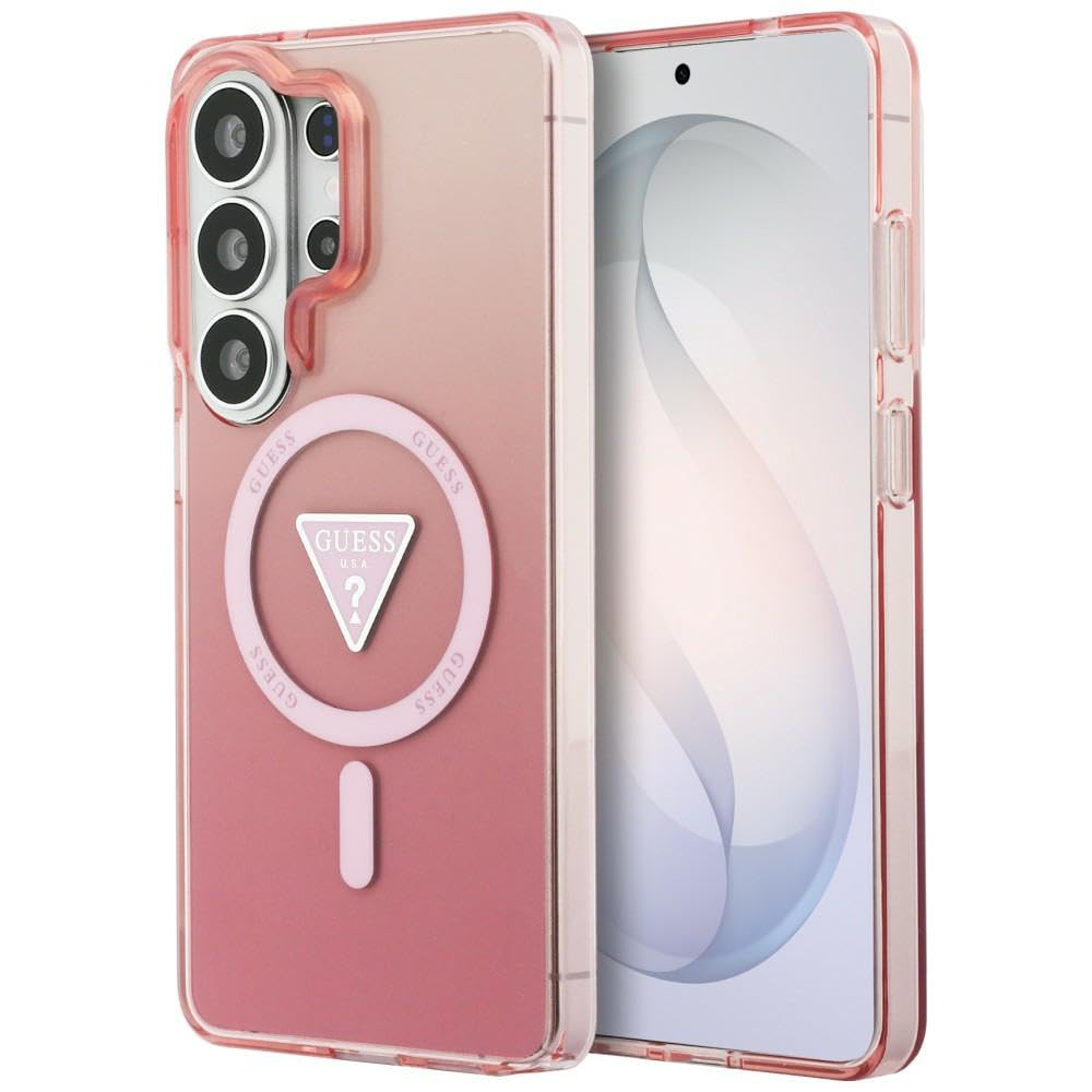 CG MOBILE Guess IML Gradient Triangle Compatible avec MagSafe Coque pour Samsung Galaxy S26 Ultra (rose)