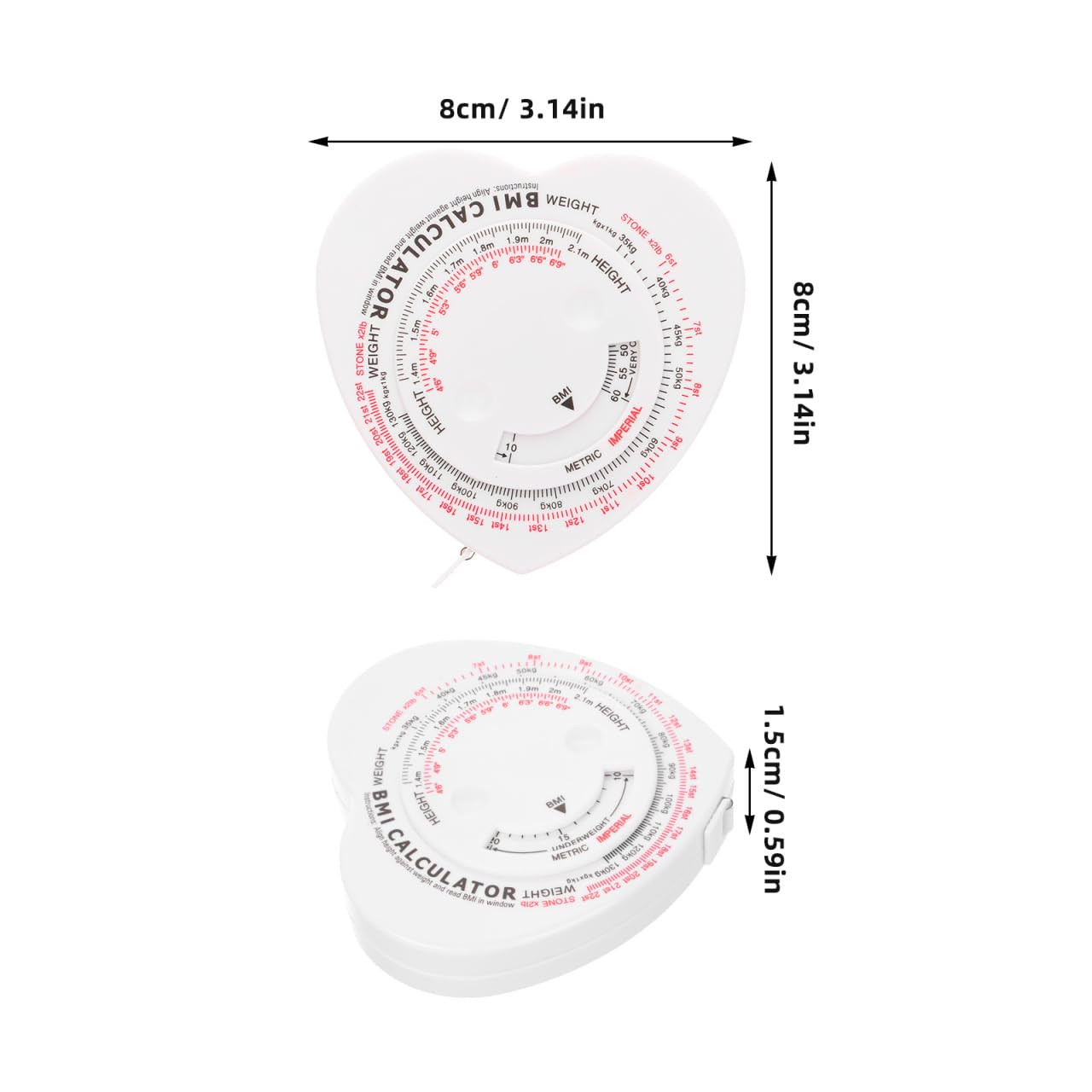 Didiseaon Fitness Measuring Tape Bmi Chart with Weight and Height Tape Measure for Body Measurements Plicometro Medical Tape Measure Points Book Bmi Poster Plastic White - Image 4