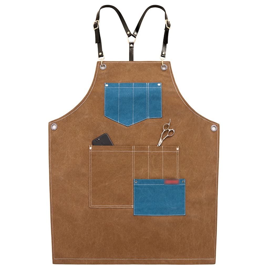Delantal de Peluquero Cocina Delantal Restaurante Chef Delantal Pocket Delantal Delantal de Las Mujeres Delantal Delantal Delantal Delantal Delantal de Barista (Color : A)