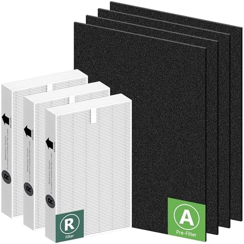 HPA300 HEPA Filter Replacement for Honeywell HPA300 Series Air Purifiers HPA300, HPA300VP, HPA304, HPA3300, Replace HRF-R3 (3 Ture HEPA R Replacement Filter + 4 Activated Carbon Pre-Filter) by Funmit