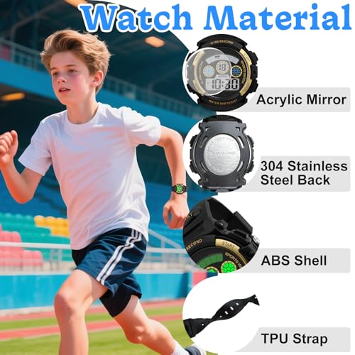 Image of Edillas Kids Digital Watch 7 Colors 50M Waterproof Sport Alarm Boys 7-15 | 7 Color Lights, 50M Waterproof, Alarm, Stopwatch, Easy to Read, Comfort Strap, Great Sport Watch for Outdoor Ages 7-15