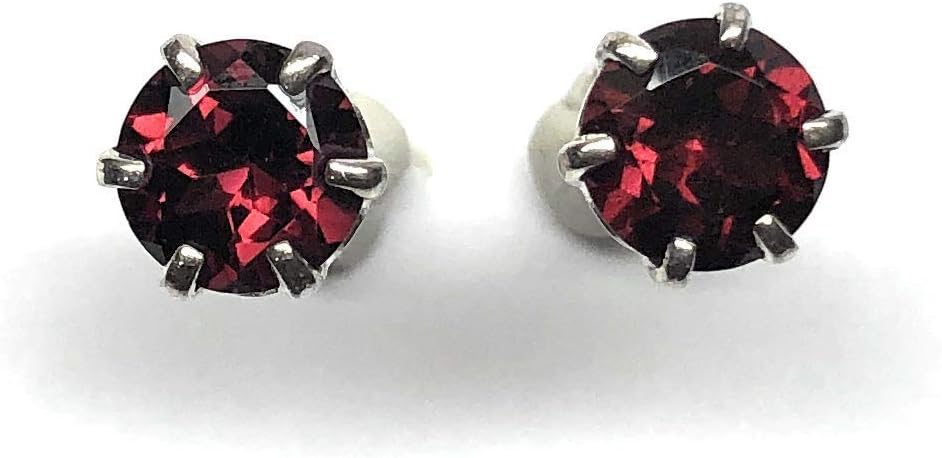 Natural 2ct Pyrope Garnet 925 Solid Sterling Silver Earrings 7mm - Image 8
