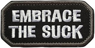 SpaceAuto Embrace The Suck Funny Military Tactical Morale Desert Badge Embroidery Hook & Loop Patch 3.15" x 1.57" Sized
