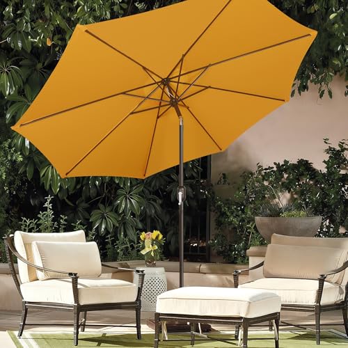 Image of Blissun 9' Outdoor Patio Umbrella, Outdoor Table Umbrella, Yard Umbrella, Market Umbrella with 8 Sturdy Ribs, Push Button Tilt and Crank